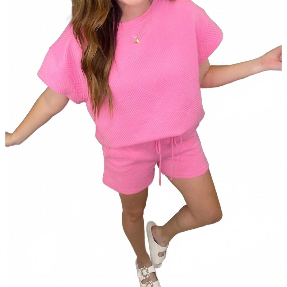 NEW SEE AND BE SEEN call my jet textured shorts in bubble gum